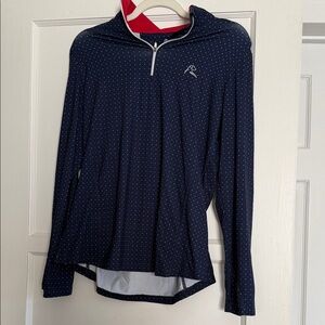 Rhoback Stateside Woman’s Q Zip Navy Polka Dot Long Sleeve Size Medium